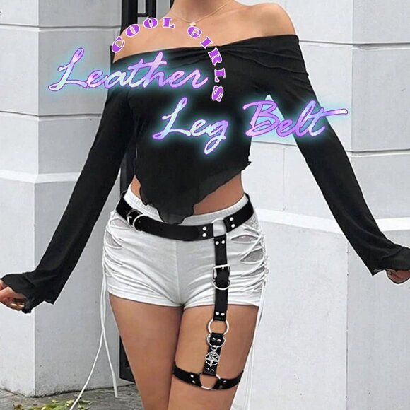 Women Punk Leather Waist and Leg Belt - Gothic Thigh Rave Accessory in Black - Picture 3 of 7
